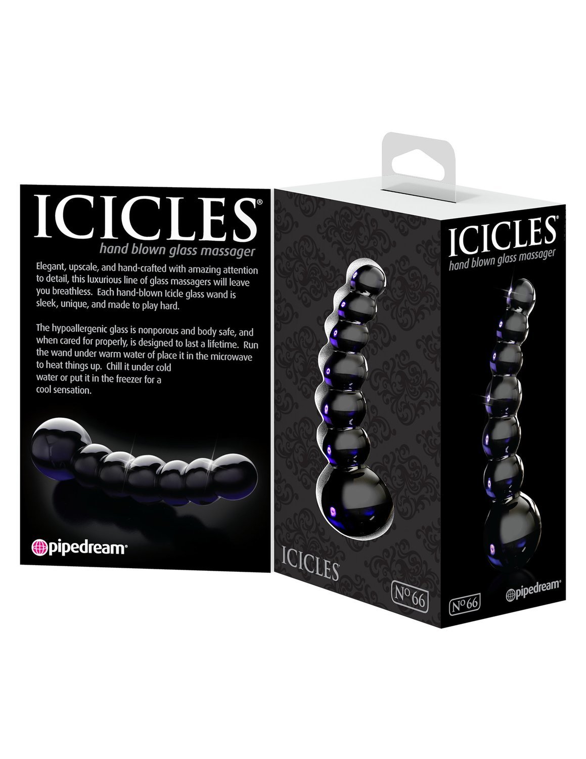 Icicles No. 66 Glass Dildo Black 4 Icicles No. 66 Glass Dildo Black - Image 4