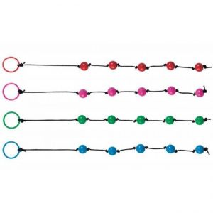Plastic Anal Beads With String In A Pot Red
