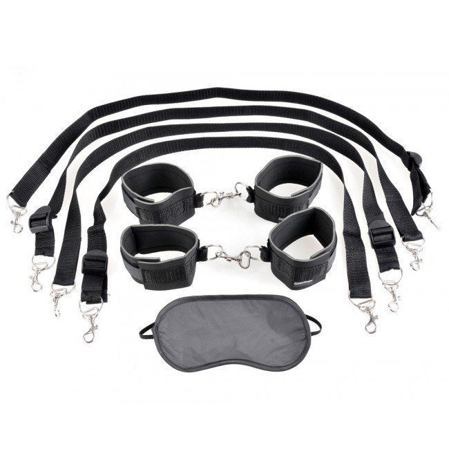 Fetish Fantasy Cuff & Tether Set Black 1 Fetish Fantasy Cuff & Tether Set Black