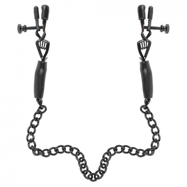 Fetish Fantasy Adjustable Nipple Chain Clamps Black 1 Fetish Fantasy Adjustable Nipple Chain Clamps Black